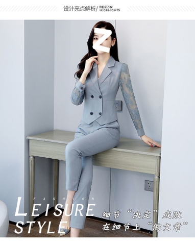 Bộ đồ vest hai mảnh ôm dáng thời trang cao cấp dành cho nữ