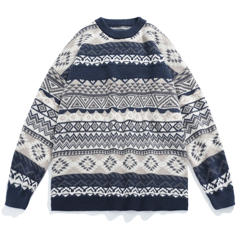 Áo len dệt kim unisex họa tiết Fair Isle hot trend