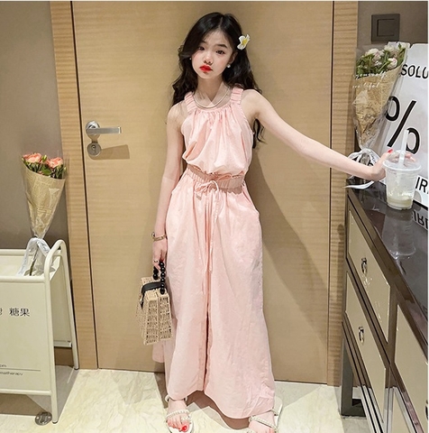 Bộ áo hai dây và quần ống rộng thời trang dành cho bé gái