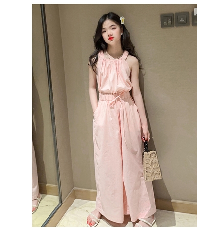 Bộ áo hai dây và quần ống rộng thời trang dành cho bé gái