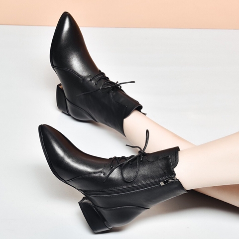 Giày boots Martin cổ ngắn mẫu mới công sở phiên bản Hàn Quốc