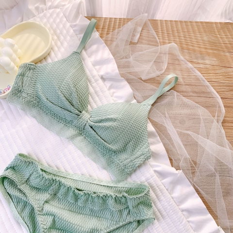 Bộ đồ lót nữ cup hình tam giác nâng ngực chống chảy xệ, phong cách tươi mới ngọt ngào