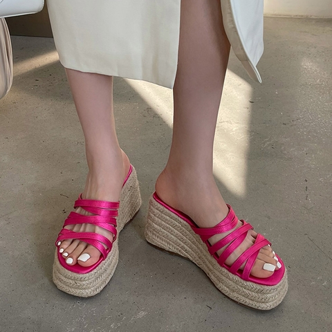 Giày sandal đế xuồng nữ phong cách La Mã thời trang đi biển mùa hè