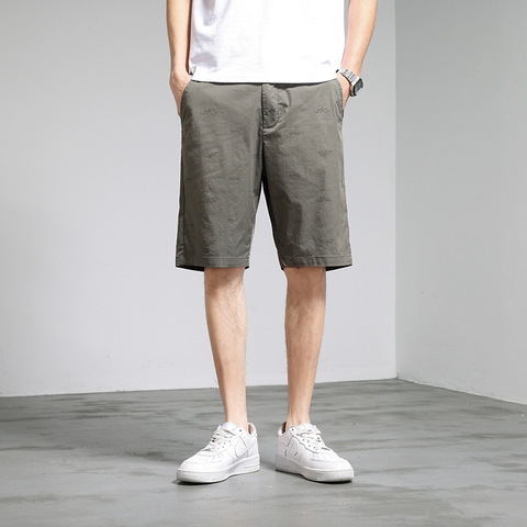 Quần short kaki nam phối hoa văn nhỏ phong cách thời thượng