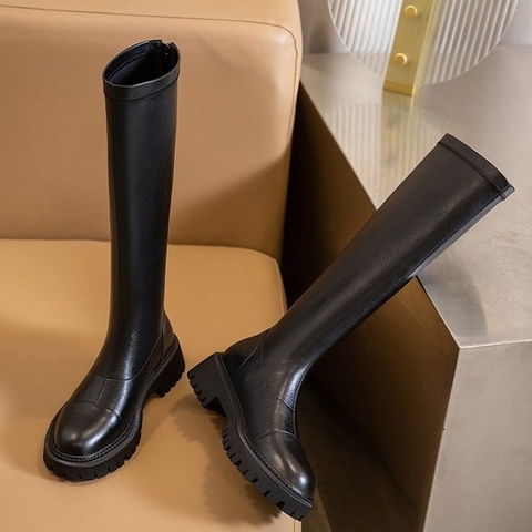 Giày boots Martin nữ co giãn cao tới đầu gối phiên bản Hàn Quốc