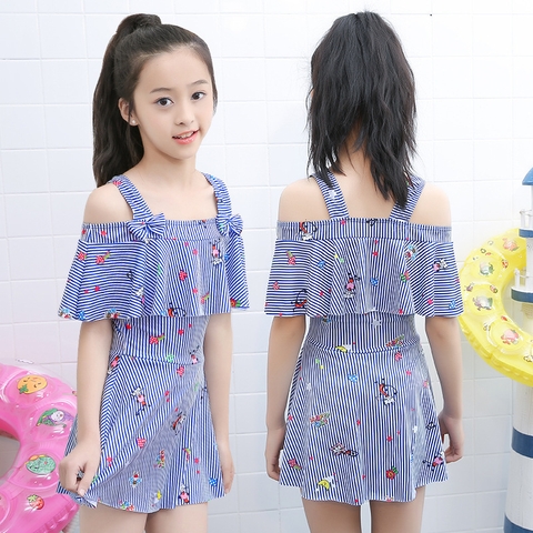 Bộ đồ bơi liền mảnh phong cách công chúa tay phồng dành cho bé gái