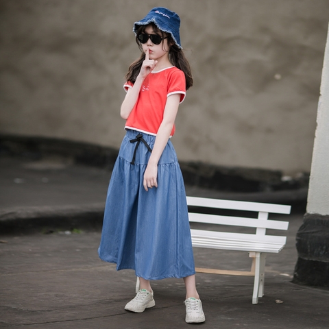 Quần giả váy ống rộng lưng co giãn hợp thời trang dành cho bé gái