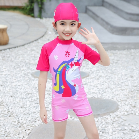 Đồ bơi liền mảnh in hình dễ thương vải nhanh khô dành cho bé gái