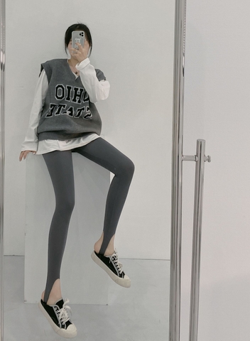 Quần legging vải da cá lưng cao ôm dáng dành cho nữ tập yoga