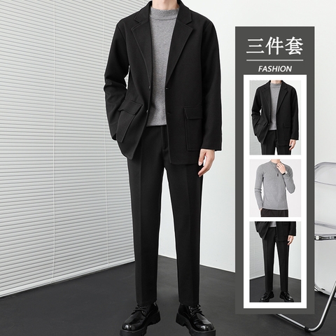 Set bộ đồ vest nam kèm áo thun trẻ trung lịch lãm kiểu dáng Hàn Quốc