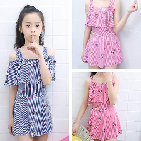 Bộ đồ bơi liền mảnh phong cách công chúa tay phồng dành cho bé gái