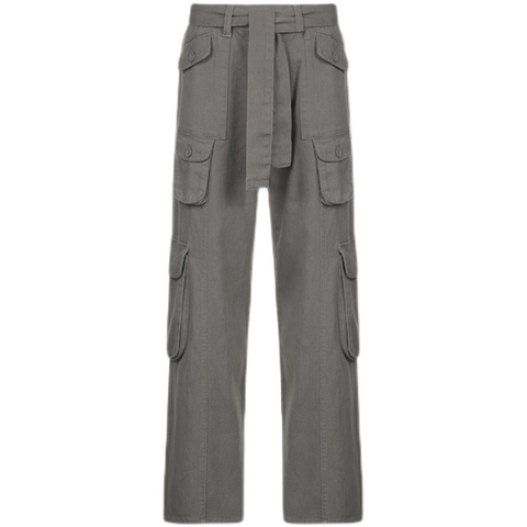 Quần kaki unisex túi hộp ống suông cổ điển phong cách đường phố