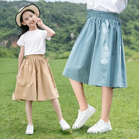 Quần giả váy ống rộng kiểu dáng mỏng phong cách đơn giản dành cho bé gái