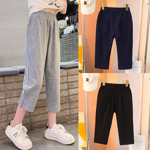 Quần lửng vải cotton co giãn kiểu dáng thể thao vận động dành cho bé gái