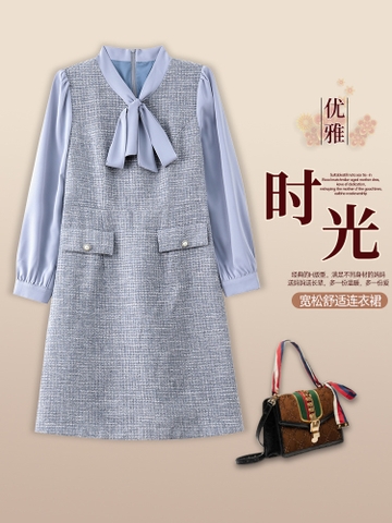 Đầm một mảnh tay dài thời trang mới phong cách nhẹ nhàng kiểu dáng phương Tây