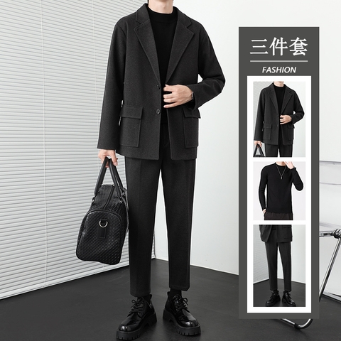 Set bộ đồ vest nam kèm áo thun trẻ trung lịch lãm kiểu dáng Hàn Quốc