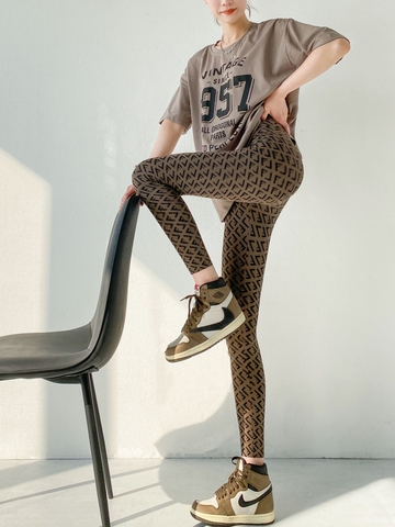Quần legging dài chín tấc ôm dáng vải in độc đáo, phong cách Hàn Quốc dành cho nữ