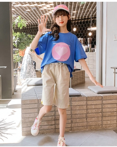 Quần 5 tấc vải cotton lưng cao co giãn thời trang dành cho bé gái