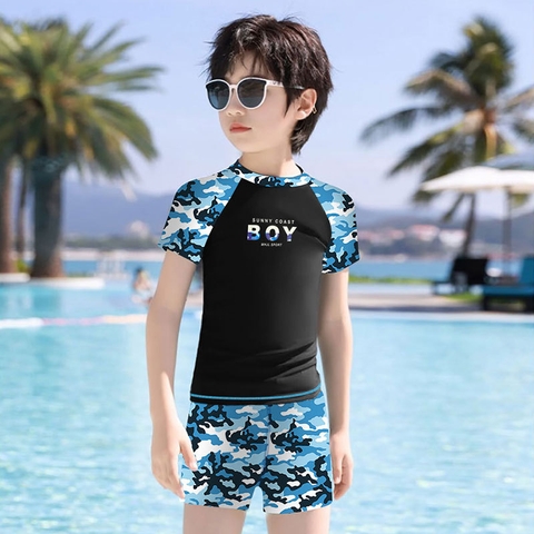 Bộ đồ bơi bé trai HURUN in họa tiết nhanh khô
