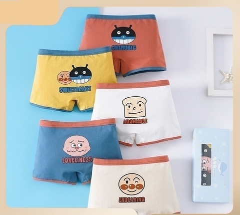 Combo 5 quần lót boxer cotton nguyên chất in hình cho bé trai