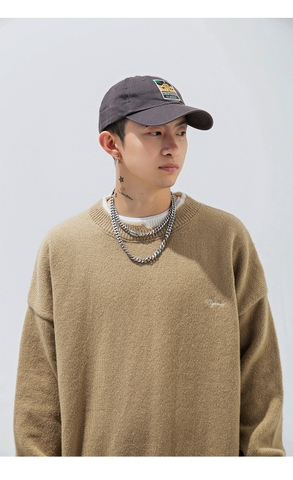 Áo len unisex giả hai lớp form rộng phong cách retro