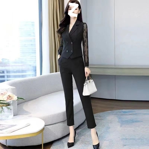 Bộ đồ vest hai mảnh ôm dáng thời trang cao cấp dành cho nữ