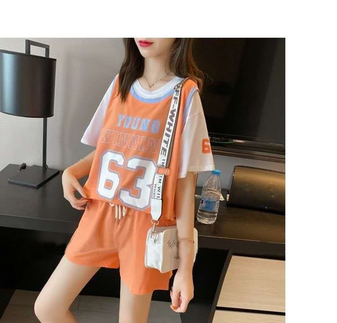 Bộ đồ thể thao nữ hai mảnh có in số kiểu dáng rộng rãi, thoải mái size lớn