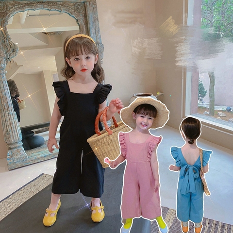 Áo liền quần tay phối ren hở lưng thời trang dành cho bé gái