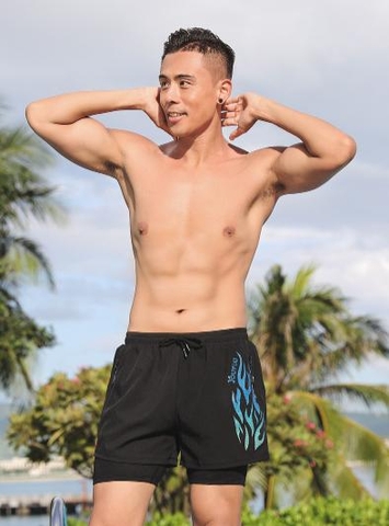 Quần bơi nam hai lớp in hình có túi khóa kéo tiện lợi