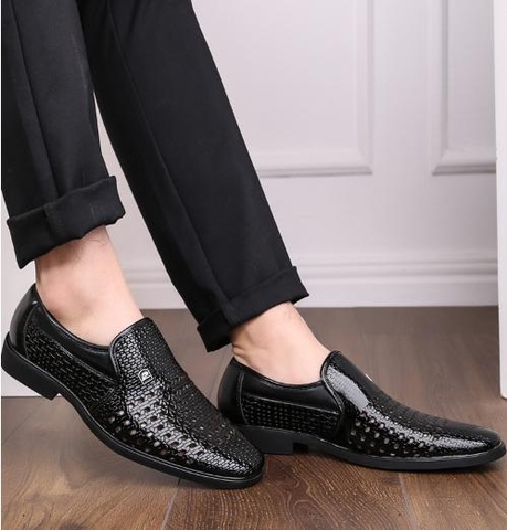Giày da nam dệt có lỗ thoáng khí