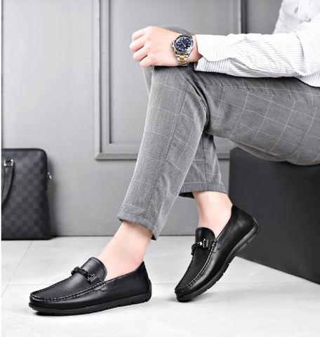 Giày lười nam chất da bò mềm kiểu dáng Châu Âu hiện đại