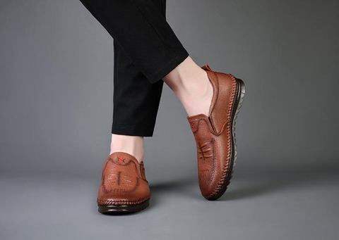 Giày lười da kiểu dáng đơn giản thể thao dành cho nam