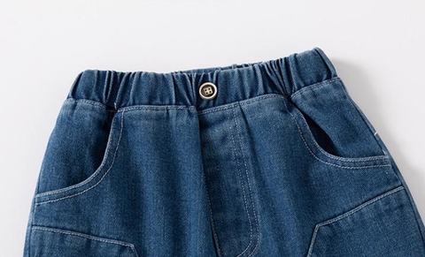 Quần short denim thoáng mát phối túi đơn giản cho bé trai