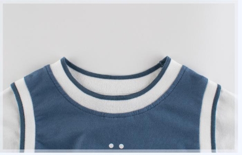 Bộ đồ cotton hai mảnh ngắn tay in chữ phong cách Hàn Quốc cho bé trai
