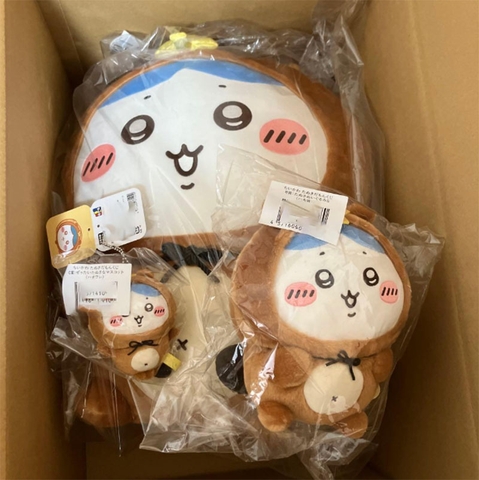Bông Hachiware - Chiikawa Tanuki Damon Kuji - Dodeka Nuigurumi Plushie (Gray Parka Service) Plushie CHÍNH HÃNG