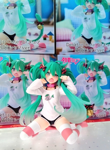 MÔ HÌNH Hatsune Miku - Vocaloid - Desktop Cute - Nekomimi T-Shirt ver. (Taito) FIGURE CHÍNH HÃNG