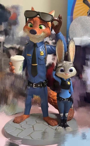MÔ HÌNH Nick & Judy - Zootopia - Disney Showcase  - Street Patrol Edition (Enesco) FIGURE CHÍNH HÃNG