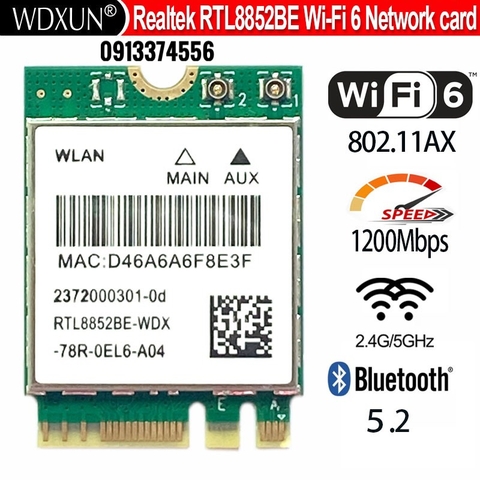 Card Intel WiFi 6 RTL8852BE M.2 NGFF 2.4G/5G 1800Mbps Bluetooth 5.0