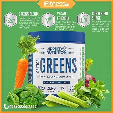 Thực Phẩm Bổ Sung Chất Xơ Applied Nutrition Critical Greens 250g / 50 lần dùng
