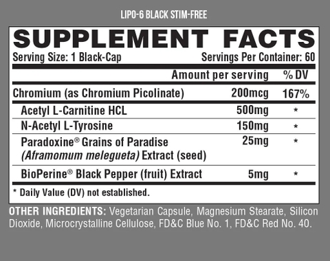 Viên Uống Đốt Mỡ An Toàn Nutrex Lipo-6 Black Stim-free 60 Viên