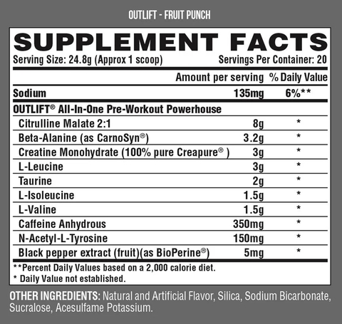 Sữa tăng sức mạnh Nutrex Outlift PreWorkout - 3 mùi, 20 servings