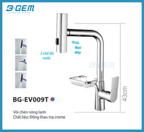 VÒI CHÉN CAO CẤP DÂY RÚT B-GEM BG-EV009T