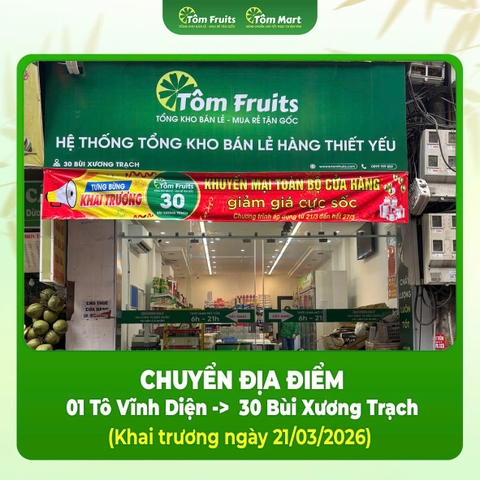 Thông báo thay đổi địa điểm cửa hàng Tôm Fruits Tô Vĩnh Diện