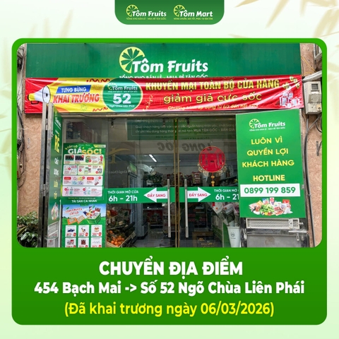 Thông báo thay đổi địa điểm cửa hàng Tôm Fruits Bạch Mai
