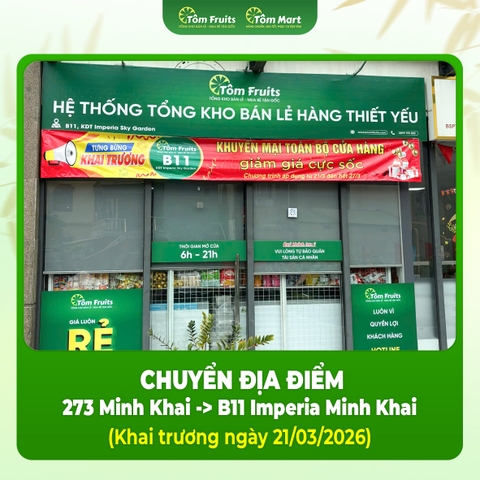 Thông báo thay đổi địa điểm cửa hàng Tôm Fruits Minh Khai