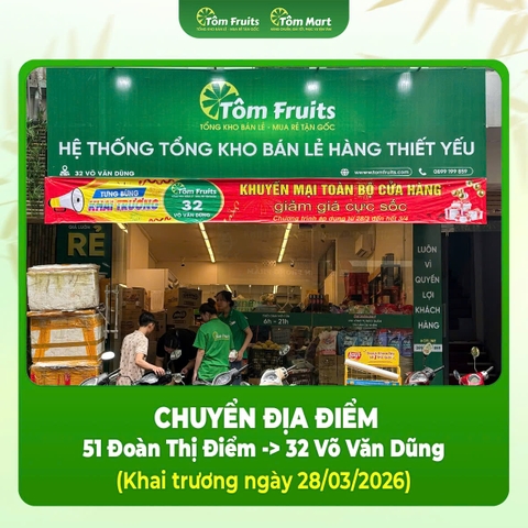 Thông báo thay đổi địa điểm cửa hàng Tôm Fruits Đoàn Thị Điểm