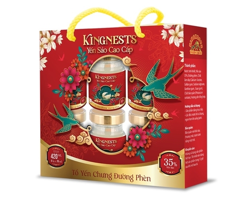 Yến Sào KINGNESTS cao cấp 35%( 6 hũ 70ml) (xách)