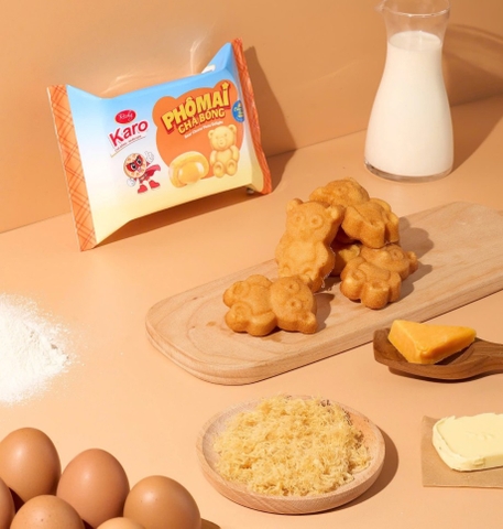 Bánh chà bông Karo hình gấu nhân fomai trứng 48g (2 bánh) (gói)