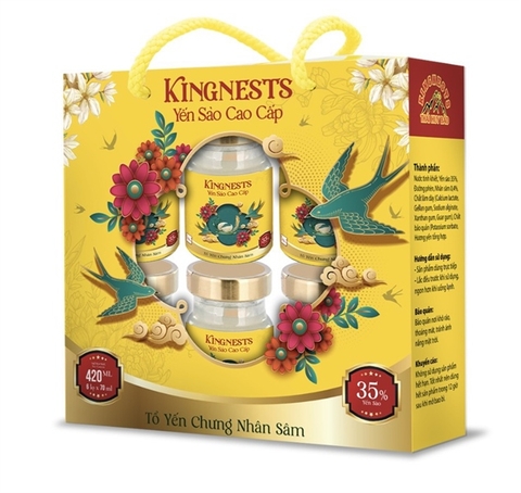 Yến sào cao cấp Kingnest- Tổ yến chưng nhân sâm 35% (xách)