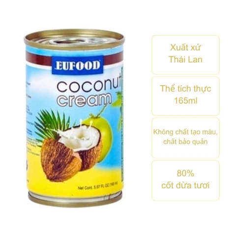 Nước cốt dừa đậm đặc Eufood lon 165ml